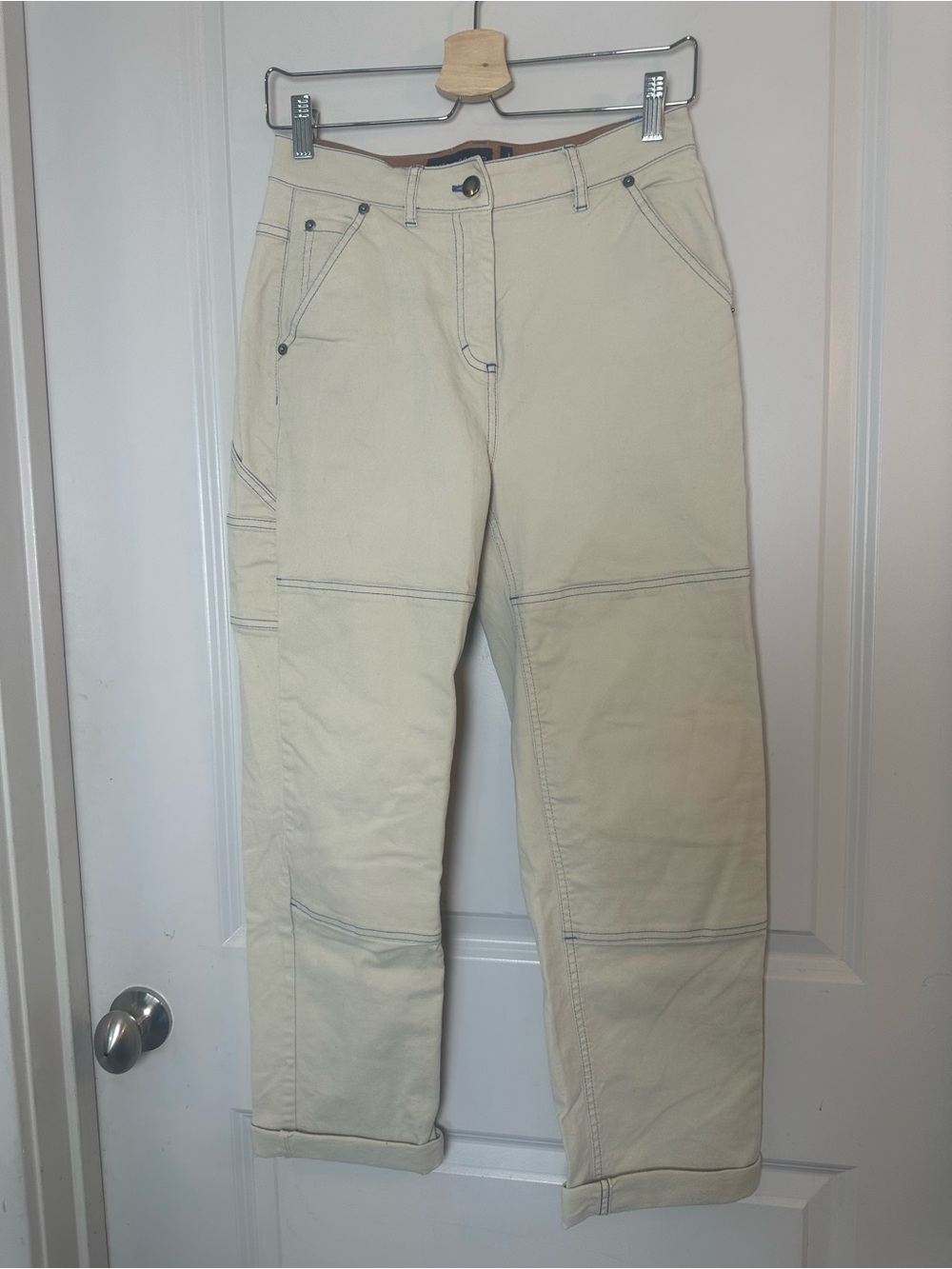 WILDFANG Workwear Cream Cotton Durable Pants, Size Small